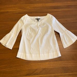 WHBM White Blouse with Bell Sleeves Size 4